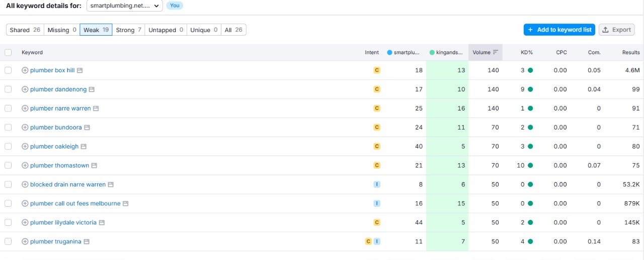 Keyword opportunities analysis showing high-potential terms